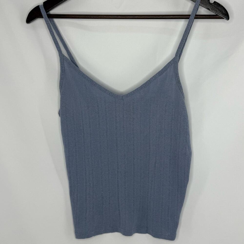 American Eagle Tank Top Medium Blue Y2K Retro V-Neck Casual Summer Crop Style